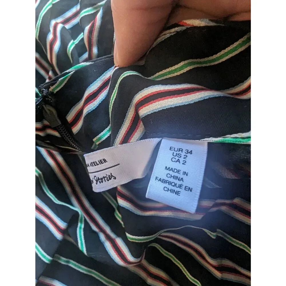 & OTHER STORIES Chevron Stripes Mock Neck Sheer Top